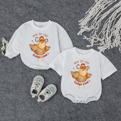 Personalized New To The Coop Baby Bodysuit, Cute Chicken Farm Outfit, Custom Name Newborn Gift, Baby Shower Present, Funny Chick Clothes 138chars