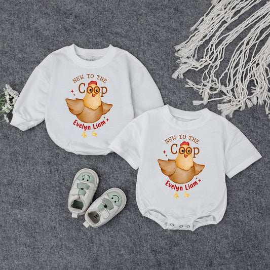 Personalized New To The Coop Baby Bodysuit, Cute Chicken Farm Outfit, Custom Name Newborn Gift, Baby Shower Present, Funny Chick Clothes 138chars