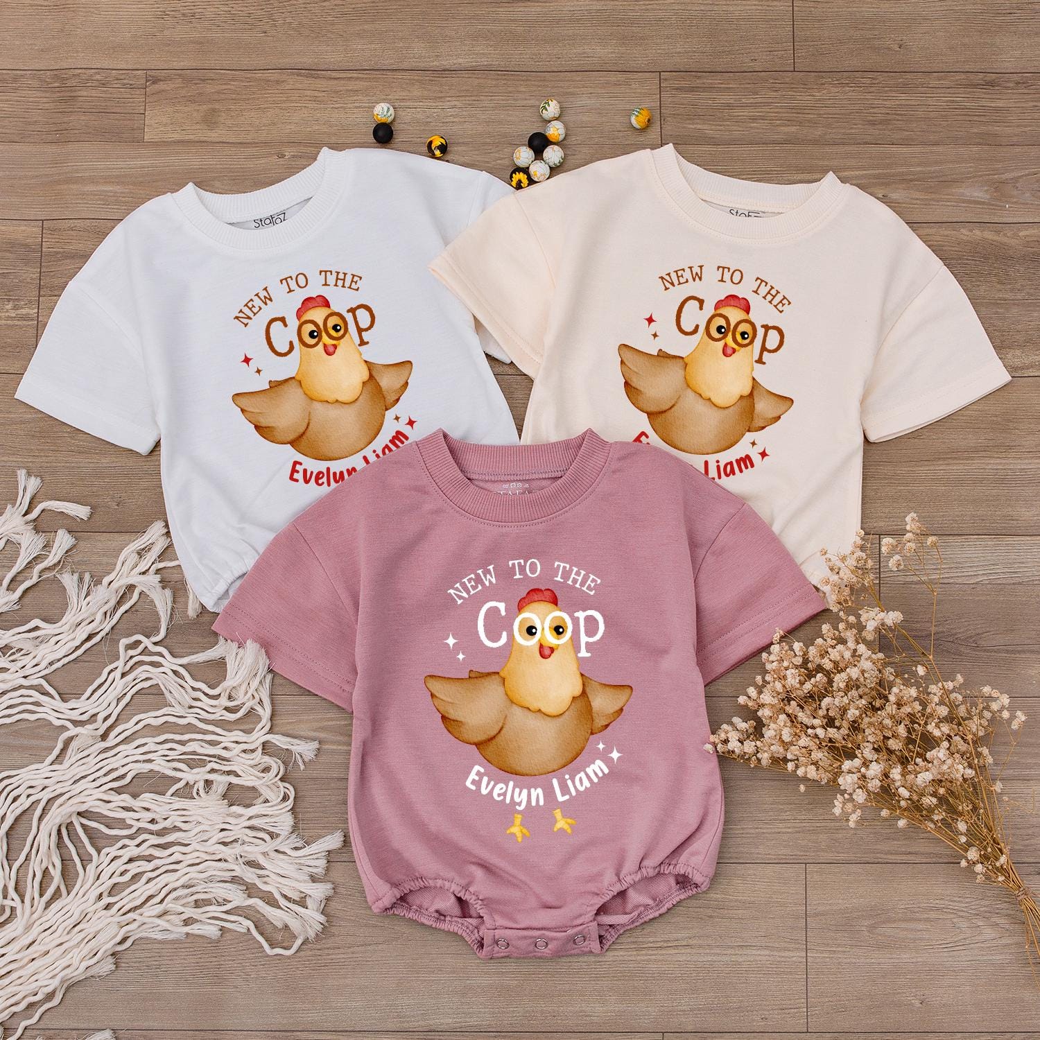 Personalized New To The Coop Baby Bodysuit, Cute Chicken Farm Outfit, Custom Name Newborn Gift, Baby Shower Present, Funny Chick Clothes 138chars