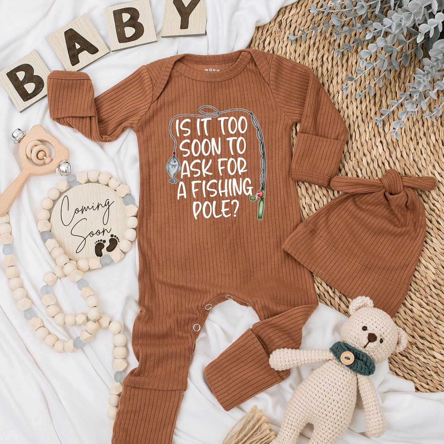 Is It Too Soon for a Fishing Pole Baby Bodysuit Funny Fishing Romper Newborn Outfit Baby Shower Gift Cute Whimsical Design