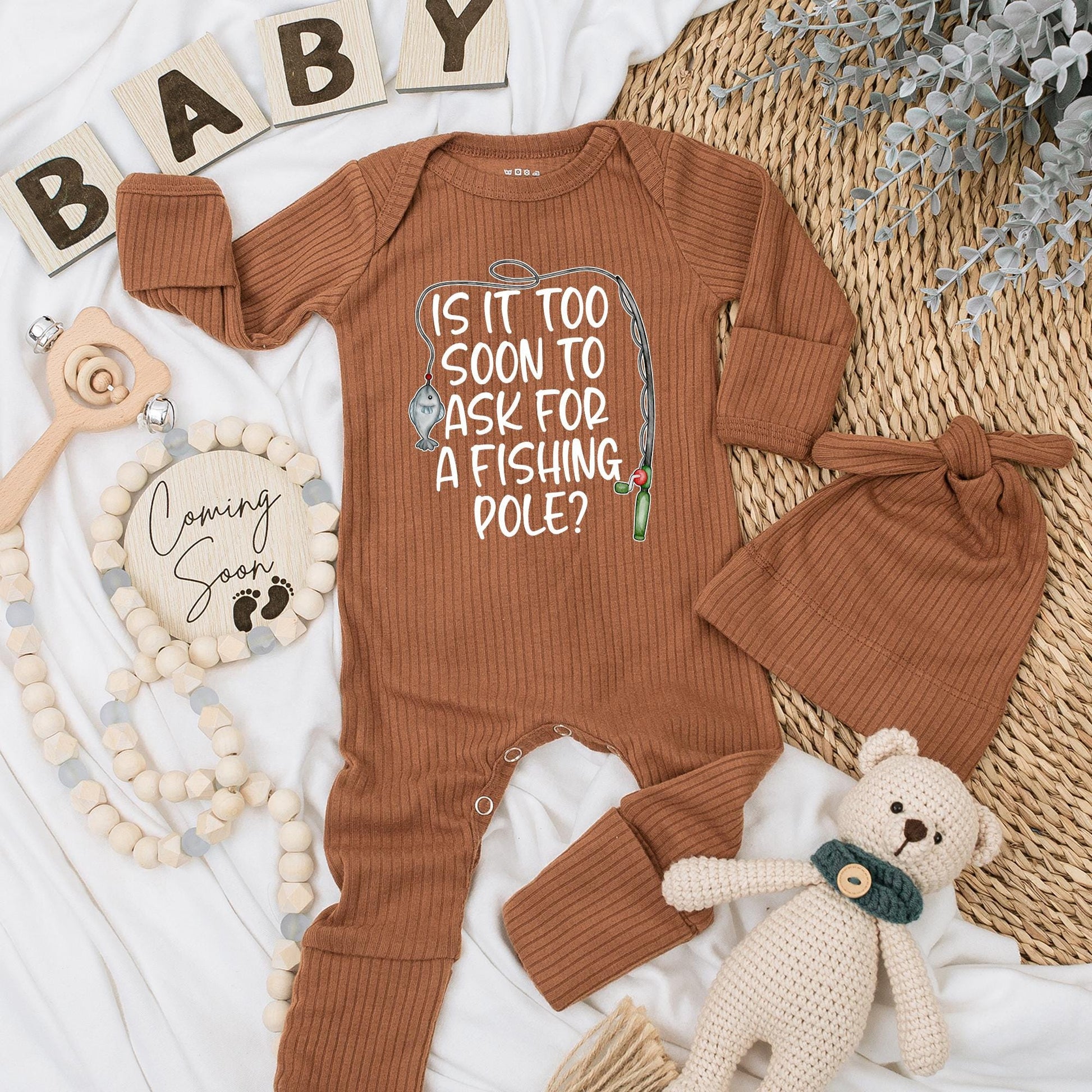 Is It Too Soon for a Fishing Pole Baby Bodysuit Funny Fishing Romper Newborn Outfit Baby Shower Gift Cute Whimsical Design