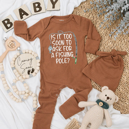 Is It Too Soon for a Fishing Pole Baby Bodysuit Funny Fishing Romper Newborn Outfit Baby Shower Gift Cute Whimsical Design