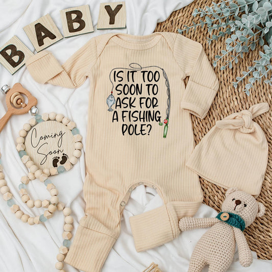 Is It Too Soon for a Fishing Pole Baby Bodysuit Funny Fishing Romper Newborn Outfit Baby Shower Gift Cute Whimsical Design