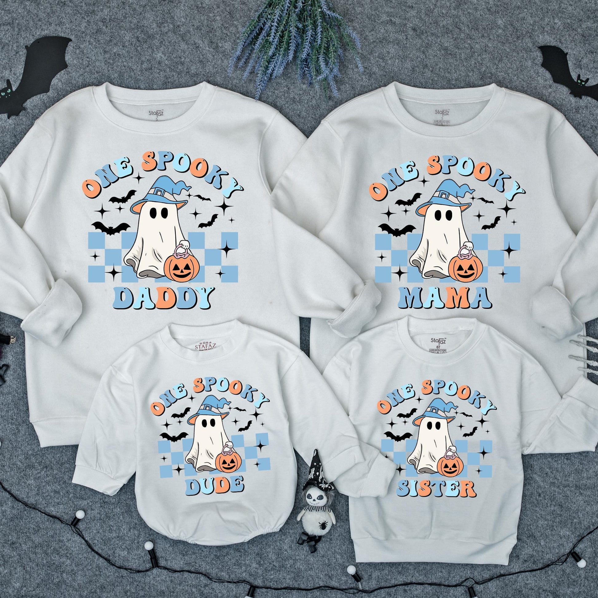 One Spooky Dude Halloween Birthday Sweatshirt Retro Ghost Pumpkin Design for Toddler Boys First Birthday Party Casual Fall Outfit