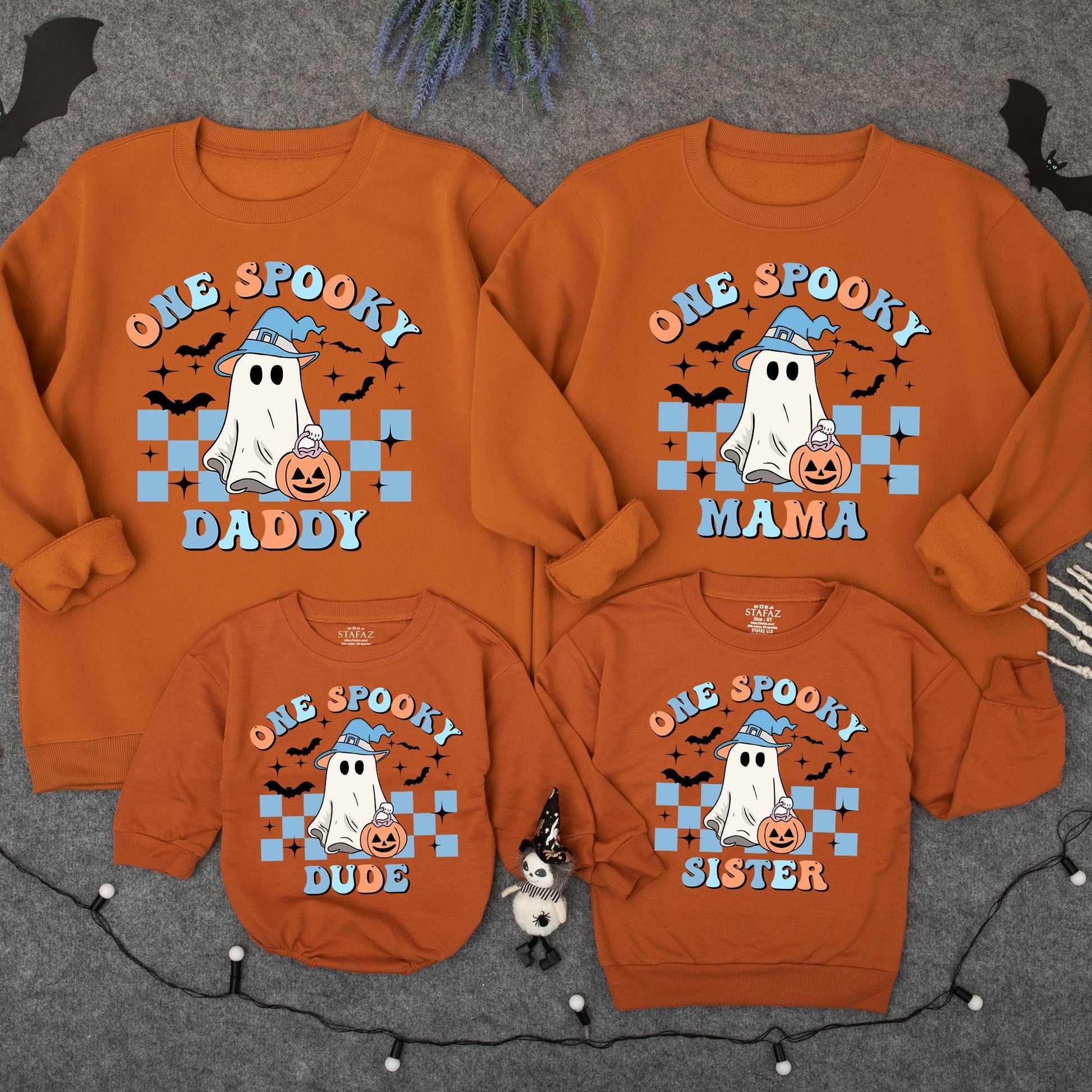 One Spooky Dude Halloween Birthday Sweatshirt Retro Ghost Pumpkin Design for Toddler Boys First Birthday Party Casual Fall Outfit