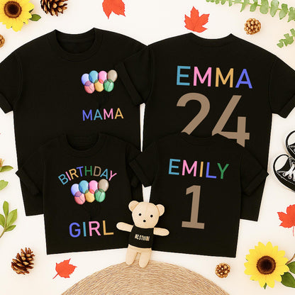 Rainbow Balloon Birthday Romper 1st Birthday Outfit Colorful Matching Family Baby Toddler Girl Celebration Shirt With Balloons