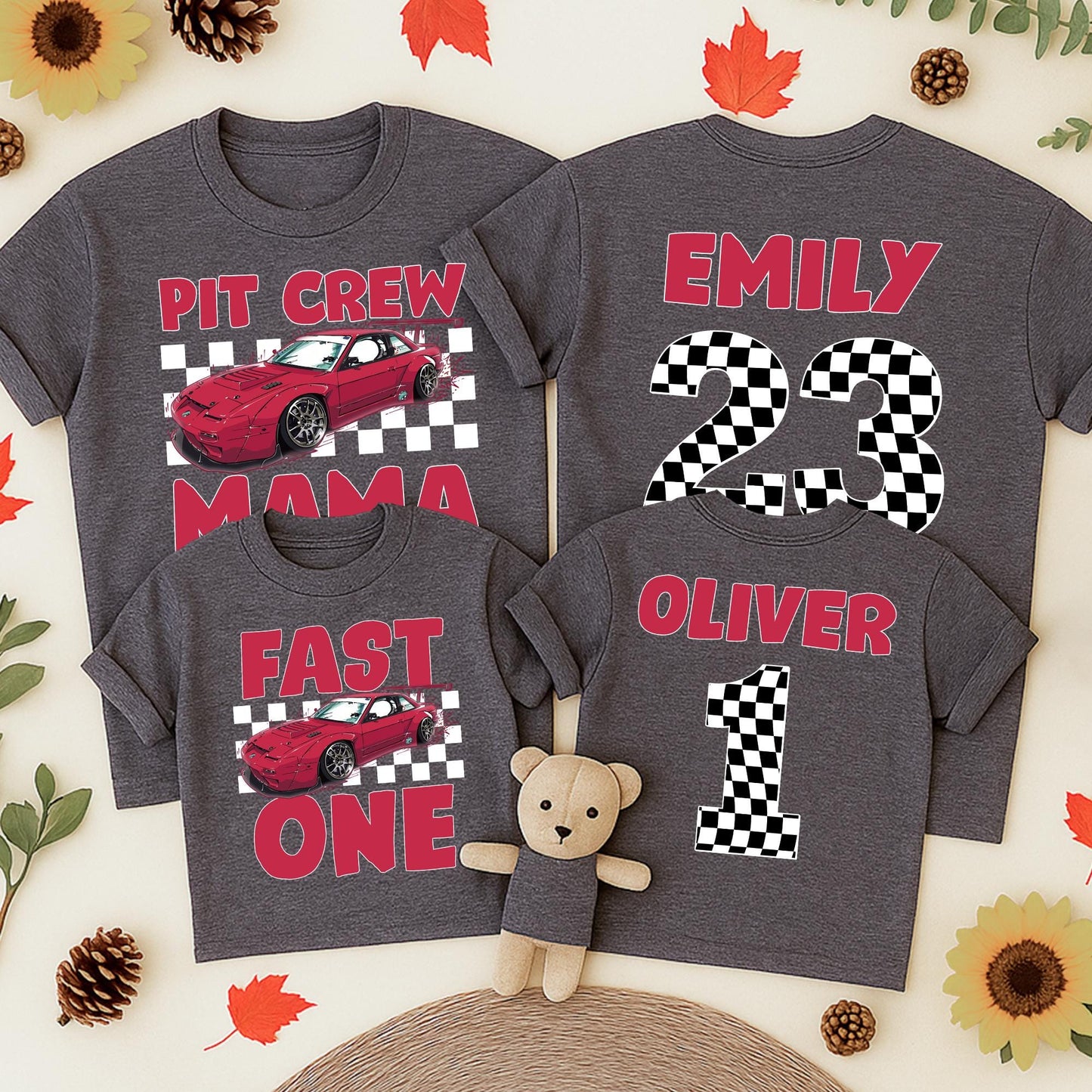 Fast One Birthday Shirt for Boys & Girls | Car Race Theme Tee First Birthday Party Outfit Red Black White Cotton Comfortable