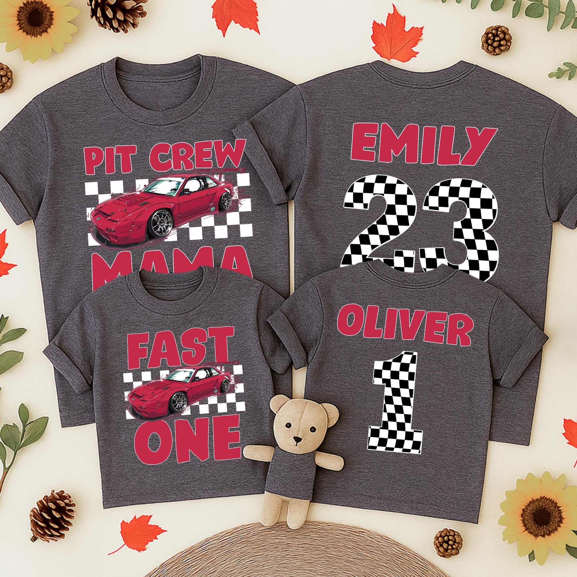 Fast One Birthday Shirt for Boys & Girls | Car Race Theme Tee First Birthday Party Outfit Red Black White Cotton Comfortable