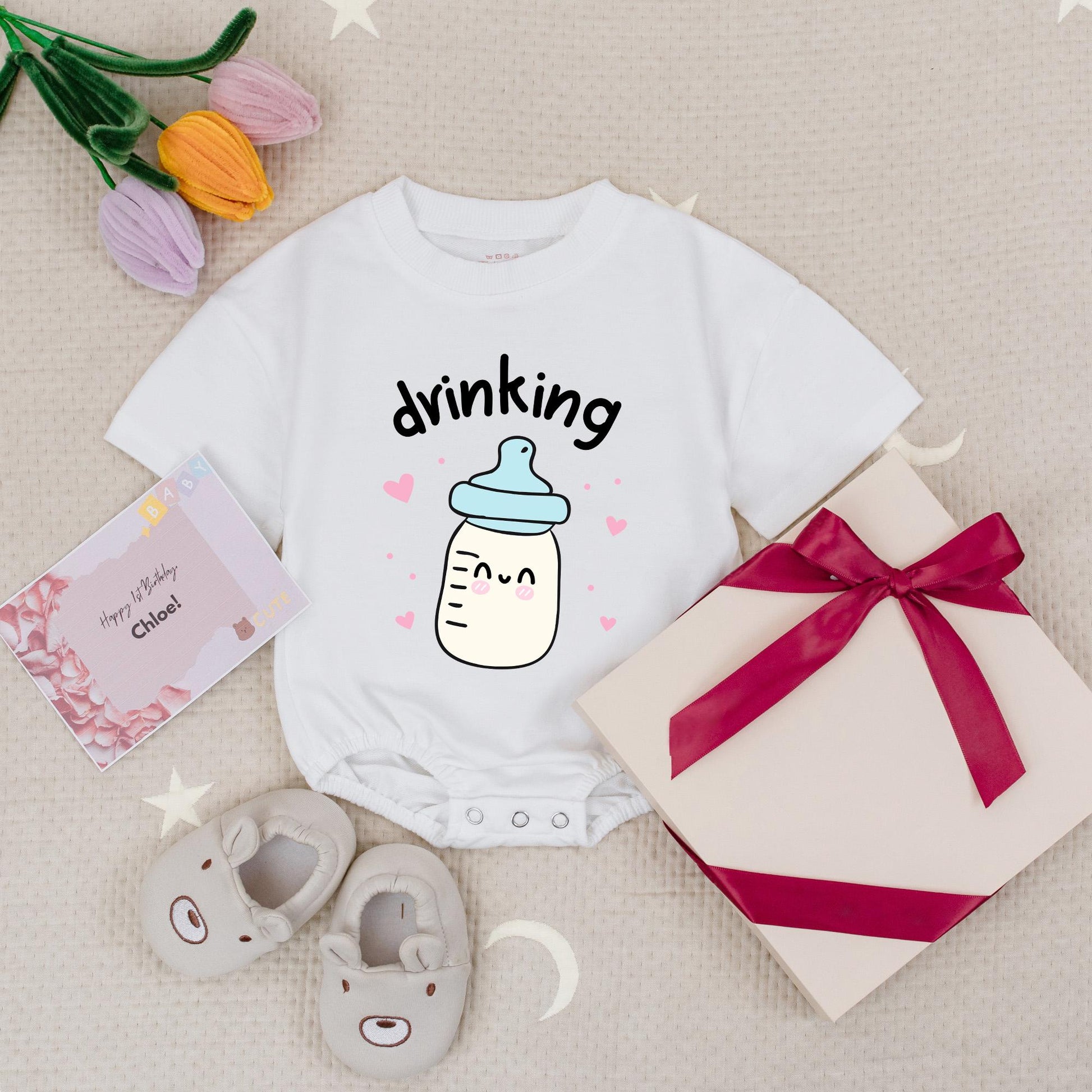 Matching Drinking Buddies Twin Bubble Romper Set Baby Boy & Girl Outfits Best Friends Twins Gift Bodysuit