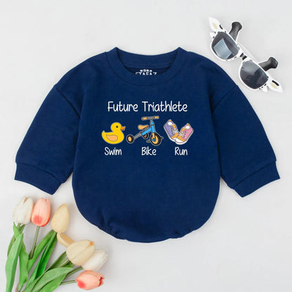 Future Triathlete Bubble Romper Cute Swim Bike Run Baby Outfit Sporty Triathlon Baby Shower Gift for Newborns and Toddlers