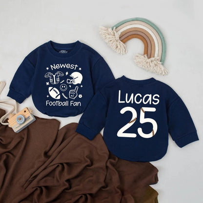 Newest Football Fan Baby Romper Brown Sports Design Lucas 25 Birthday Outfit Toddler Infant Football Gift
