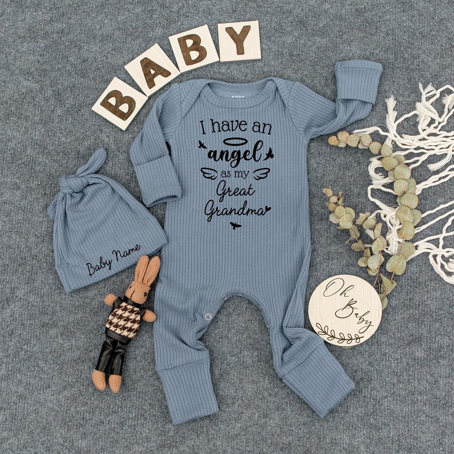 Custom "I have an angel as my Grandma" Bodysuit Sweet Guardian Angel Halo Wings Cross Newborn Outfit Baby Shower Gift