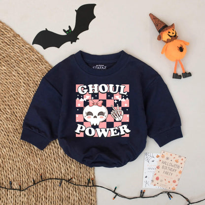 Ghoul Power Halloween Baby Romper, Cute Retro Pink Skull Outfit for Baby Girl, Spooky Season Fall Clothes, Comfy Infant Bodysuit, Fun Gift 137 chars