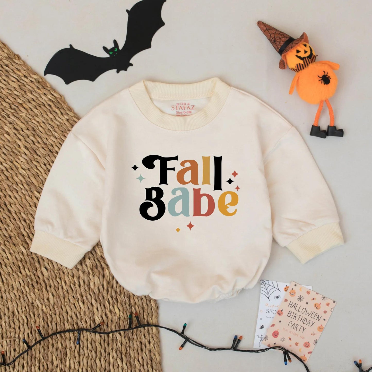 Fall Babe Retro Romper Cute Vintage Autumn Baby Girl Bodysuit Cozy Halloween Season Outfit for Infant