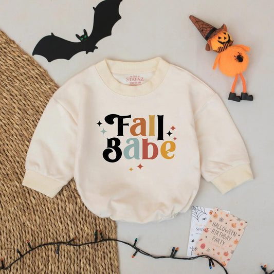 Fall Babe Retro Romper Cute Vintage Autumn Baby Girl Bodysuit Cozy Halloween Season Outfit for Infant
