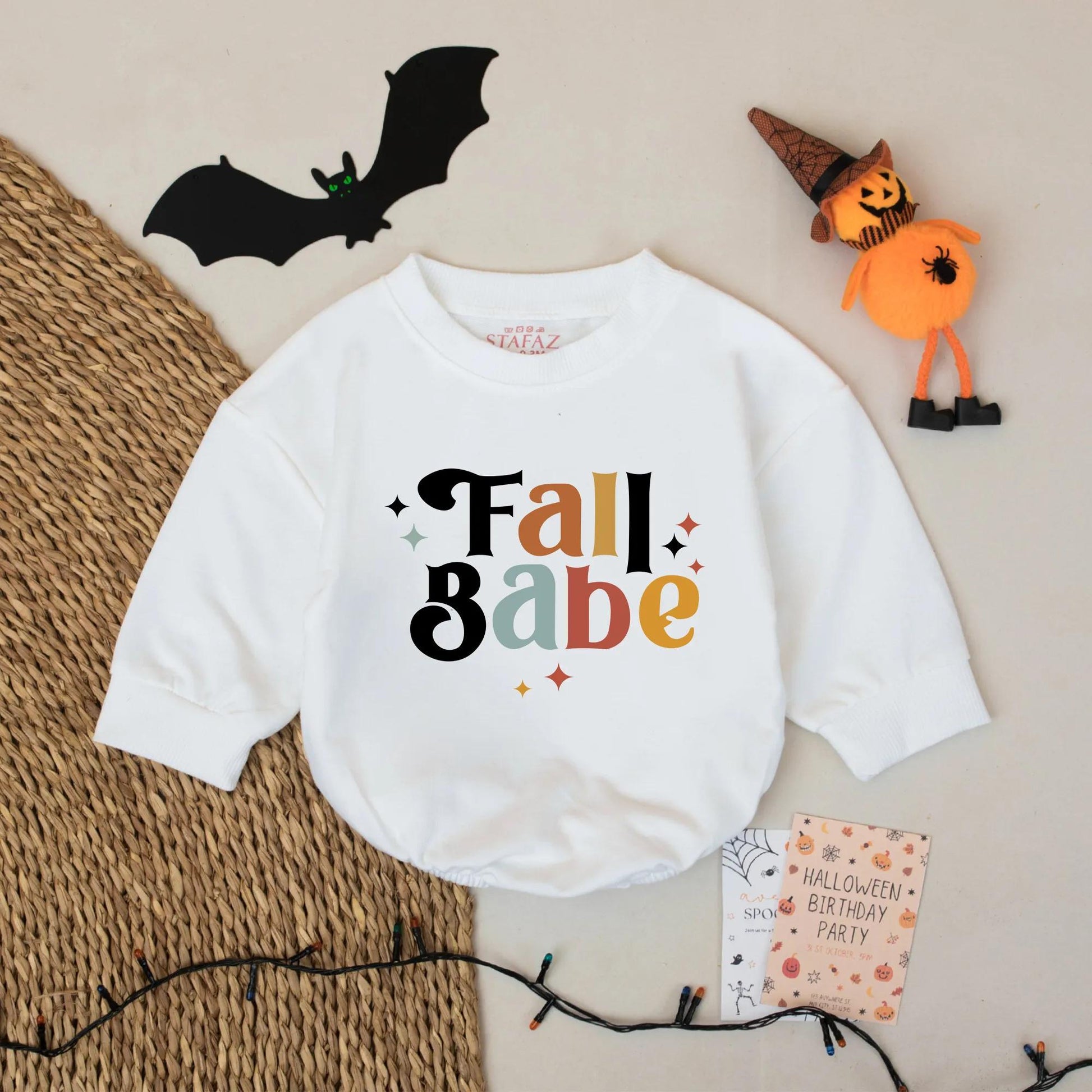 Fall Babe Retro Romper Cute Vintage Autumn Baby Girl Bodysuit Cozy Halloween Season Outfit for Infant