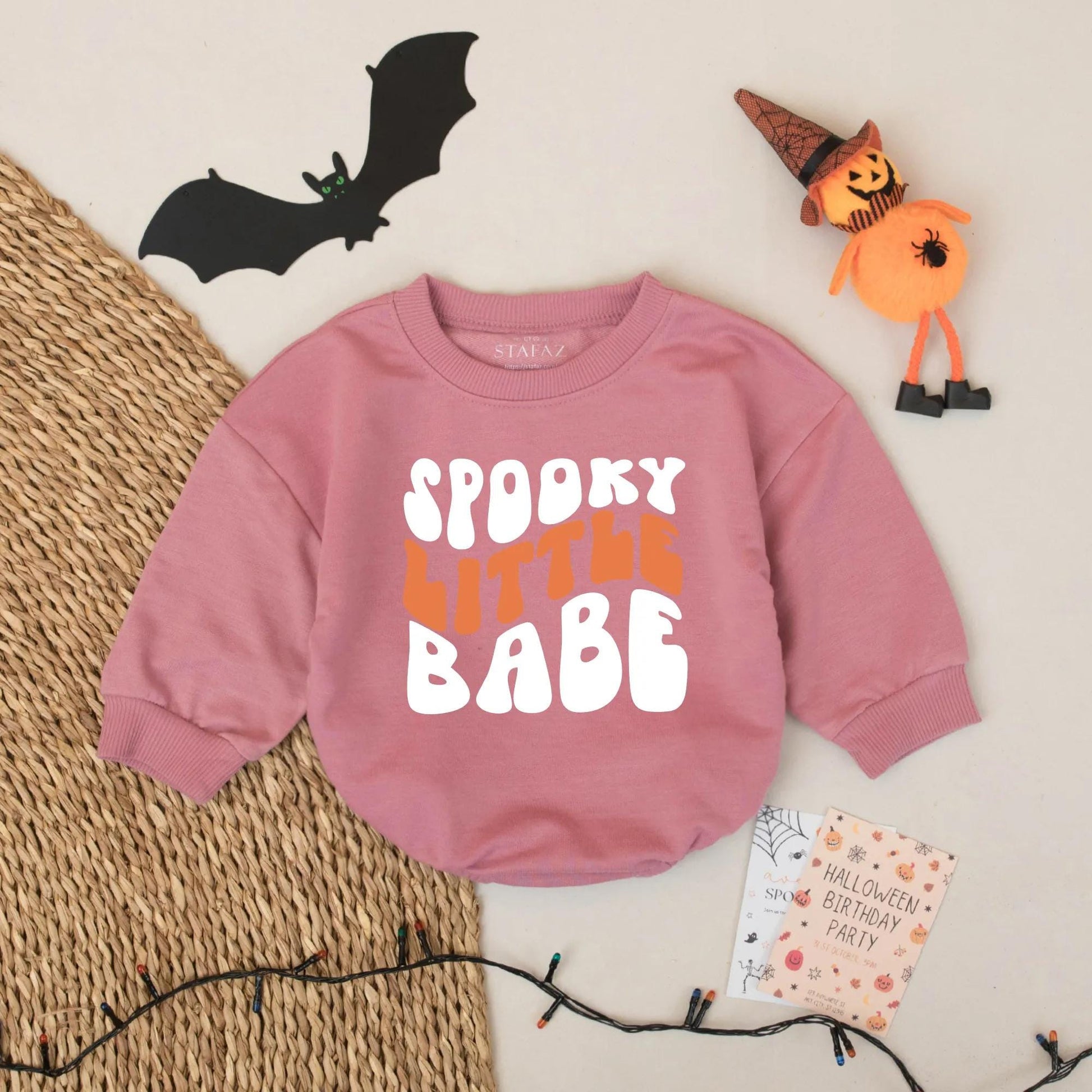 Spooky Little Babe Halloween Romper - Retro Baby Outfit for Fall - Cute Halloween Bodysuit, Bubbly Font, Spooky Season Baby Boy or Girl Clothes 138
