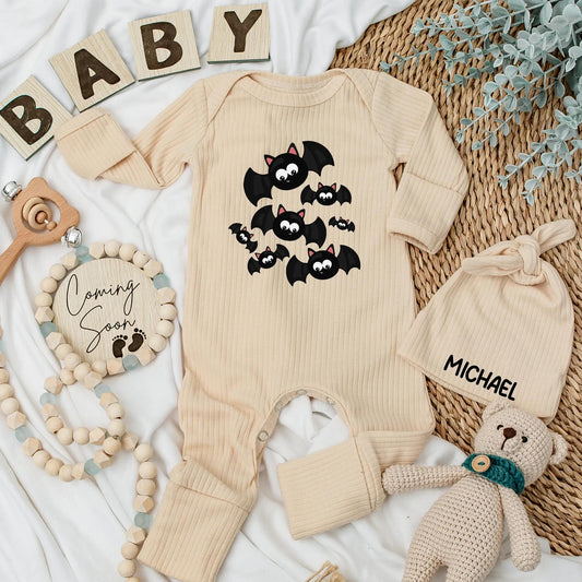 Cute Bat Cluster Halloween Baby Bodysuit Spooky Season Newborn Clothes First Halloween Baby Shower Gift Adorable Cartoon Design