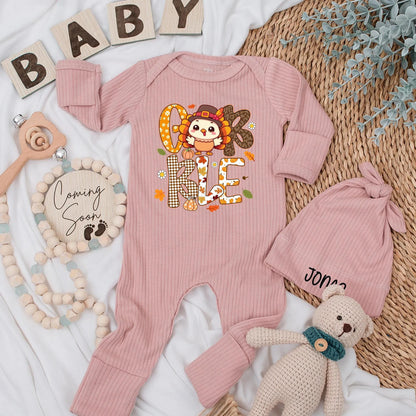 Personalized Gobble Baby Bodysuit Thanksgiving Turkey Outfit Fall Pumpkin Newborn Clothes Autumn Romper First Thanksgiving Gift for Baby