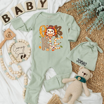 Personalized Gobble Baby Bodysuit Thanksgiving Turkey Outfit Fall Pumpkin Newborn Clothes Autumn Romper First Thanksgiving Gift for Baby
