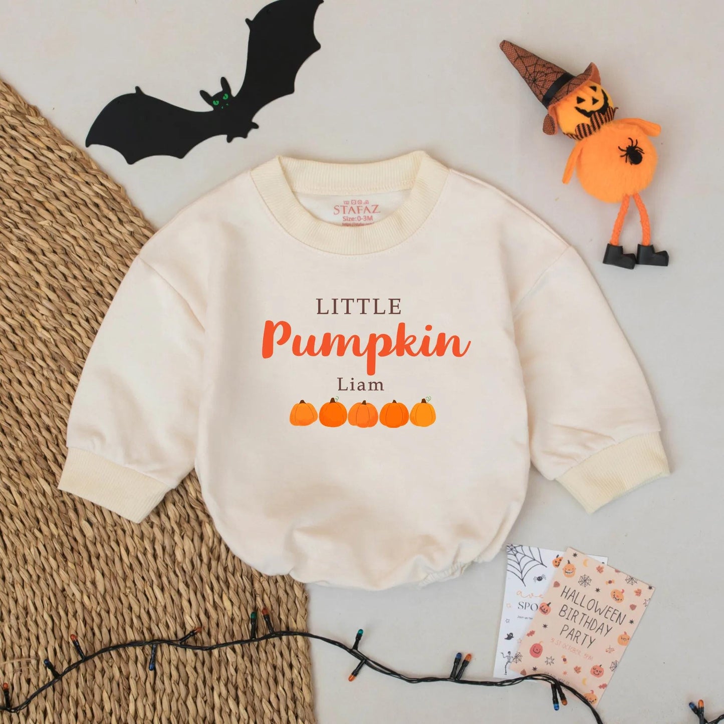 Personalized Little Pumpkin Baby Romper Custom Name Fall Outfit Cute Halloween or Thanksgiving Gift Idea for Baby Boys or Girls