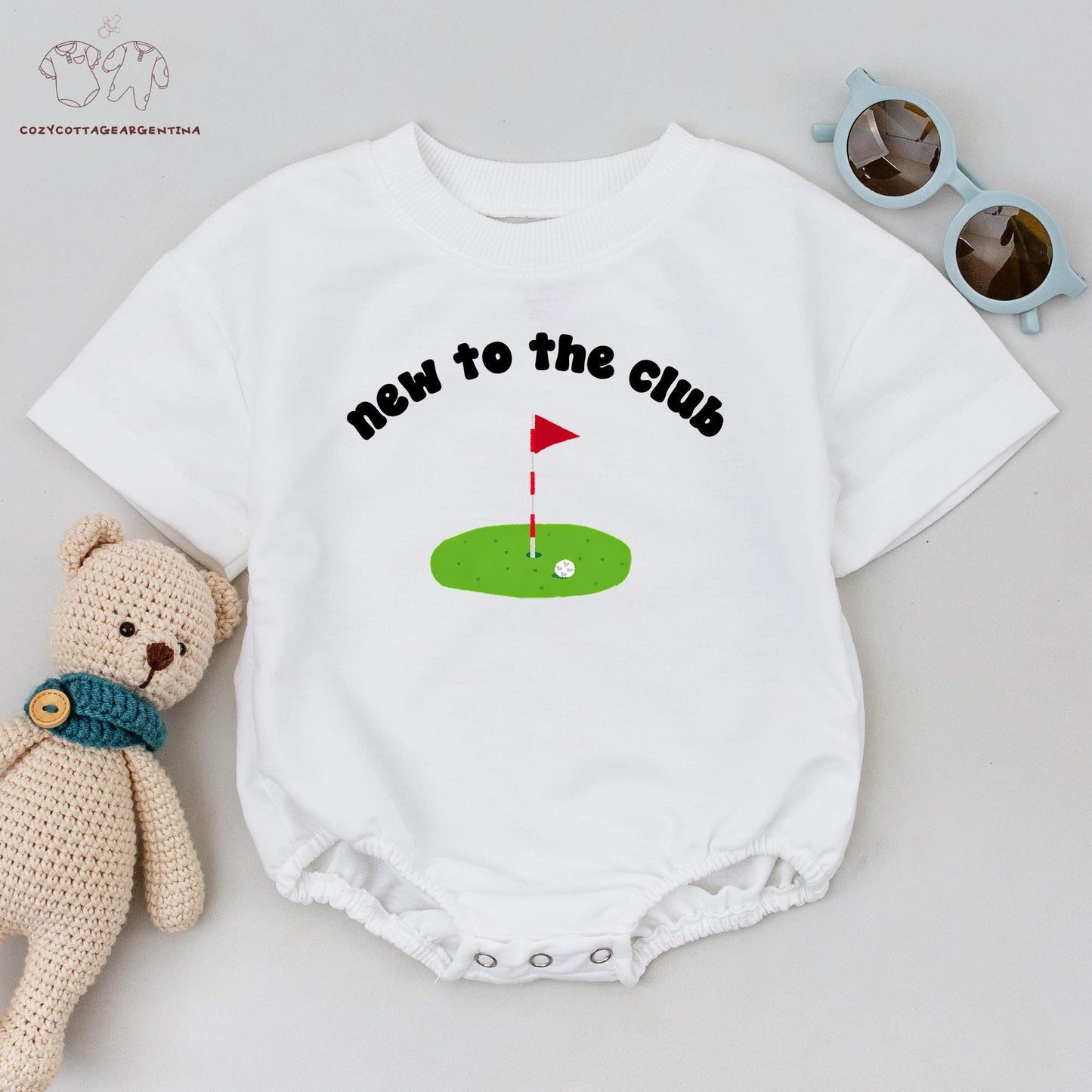New To The Club Golf Baby Romper: Future Golfing Buddy Bodysuit for Daddy's Little Dude, Golf Birthday Outfit, Funny Baby Clothes & Shower Gift (139)