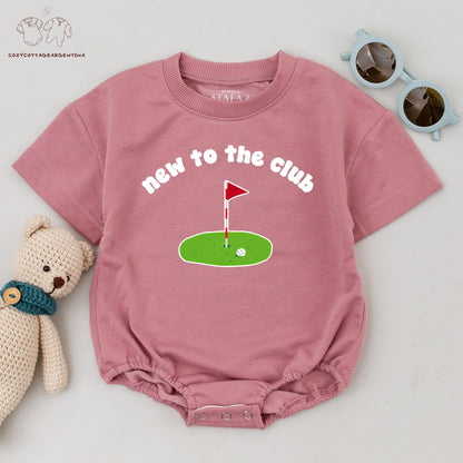 New To The Club Golf Baby Romper: Future Golfing Buddy Bodysuit for Daddy's Little Dude, Golf Birthday Outfit, Funny Baby Clothes & Shower Gift (139)