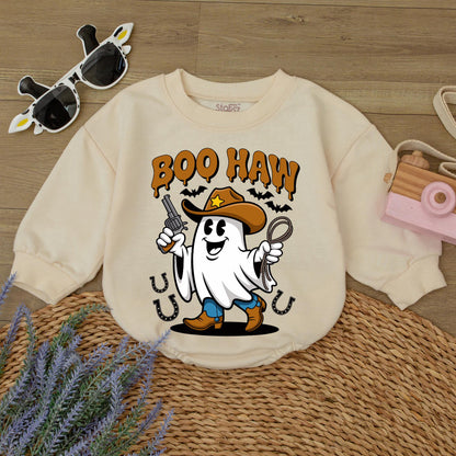 Cute Boo Haw Ghost Cowboy Sweatshirt Funny Western Halloween Family Sweater Gift