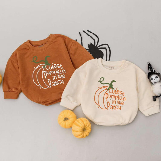 Cutest Pumpkin in the Patch Baby Romper Cute Fall Baby Clothes Thanksgiving Newborn Toddler First Halloween Costume Outfit