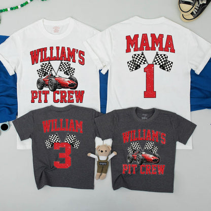 Two Fast Race Car Birthday Family Matching Shirts: William's Pit Crew 1st/3rd Birthday Boy & Mama Dada Sweatshirt