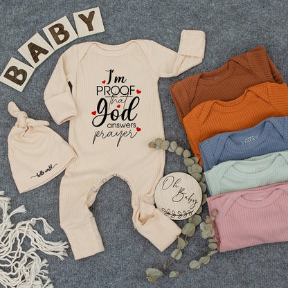 I'm Proof That God Answers Prayers Baby Bodysuit, Sweet Christian Romper, Newborn Clothes Set, Cute Baby Shower Gift, Faith Based Coming Home Outfit 134
