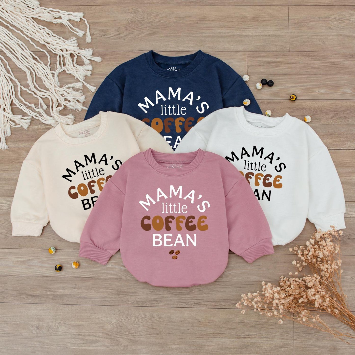 Mama's Little Coffee Bean Romper Baby Toddler Coffee Lover Outfit Long Sleeve Newborn Gift