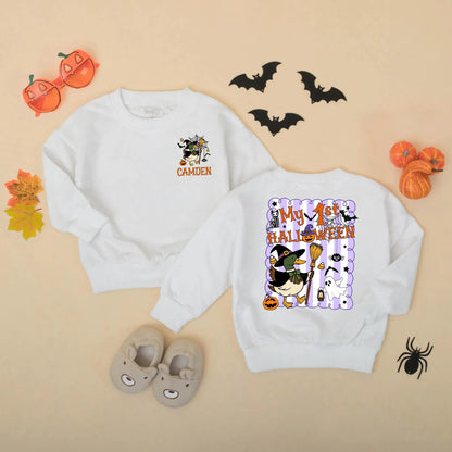 Cute Mallard Witch Halloween Baby Romper My 1st Halloween Custom Name Gift for Boys Girls