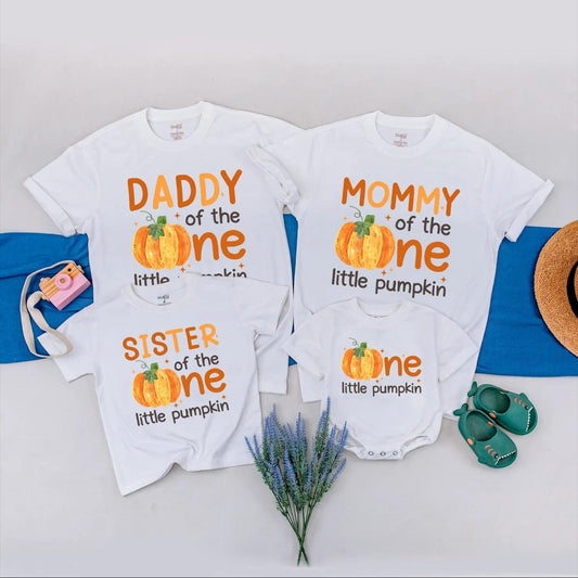 Matching Family Pumpkin Birthday Shirts: Daddy, Mommy, Sister, & Little Pumpkin Fall 1st Birthday Outfits