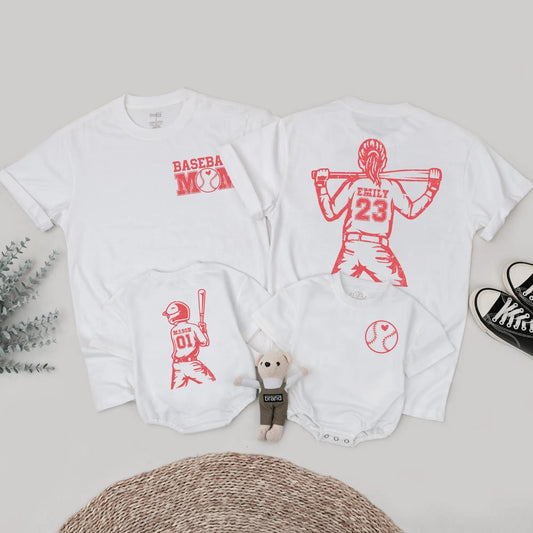 Distressed Baseball Mom & Me Matching Shirts Custom Name Number Baseball Season Game Day Outfits
