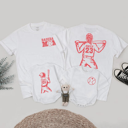 Distressed Baseball Mom & Me Matching Shirts Custom Name Number Baseball Season Game Day Outfits