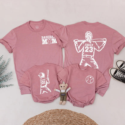 Distressed Baseball Mom & Me Matching Shirts Custom Name Number Baseball Season Game Day Outfits