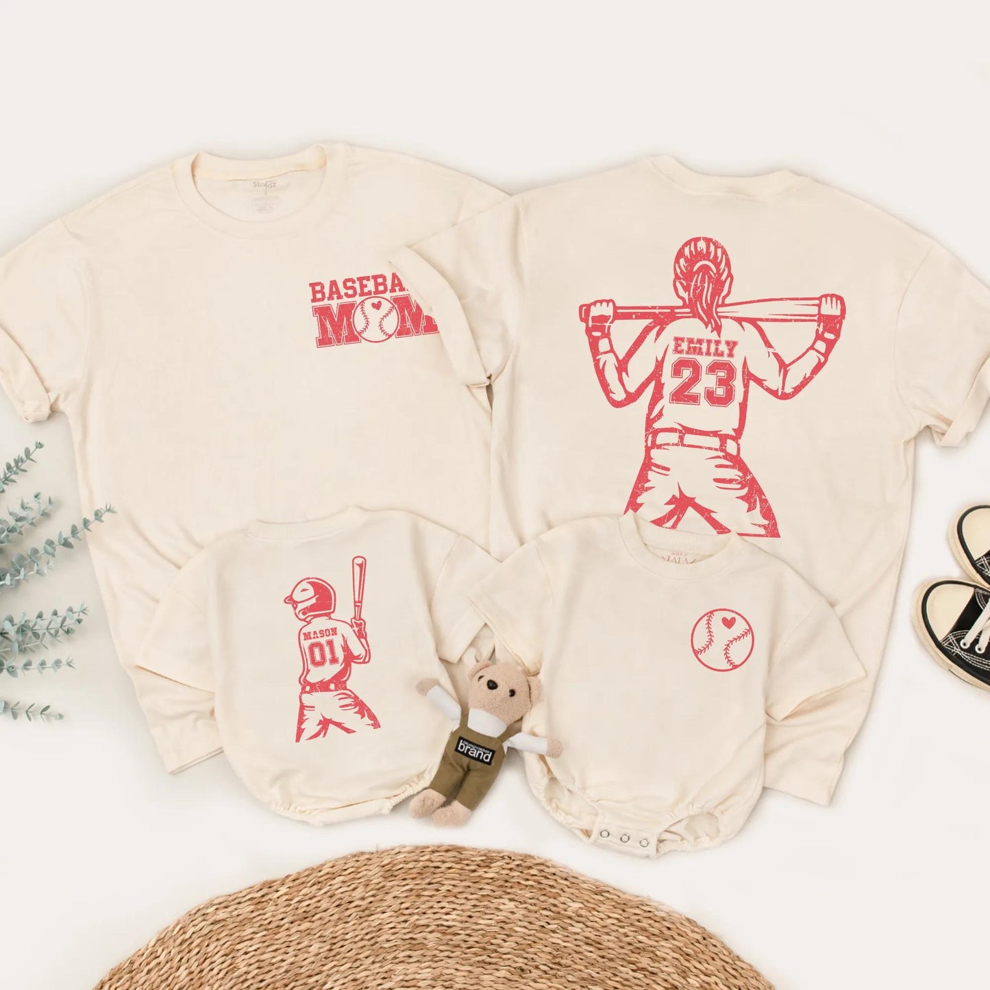 Distressed Baseball Mom & Me Matching Shirts Custom Name Number Baseball Season Game Day Outfits