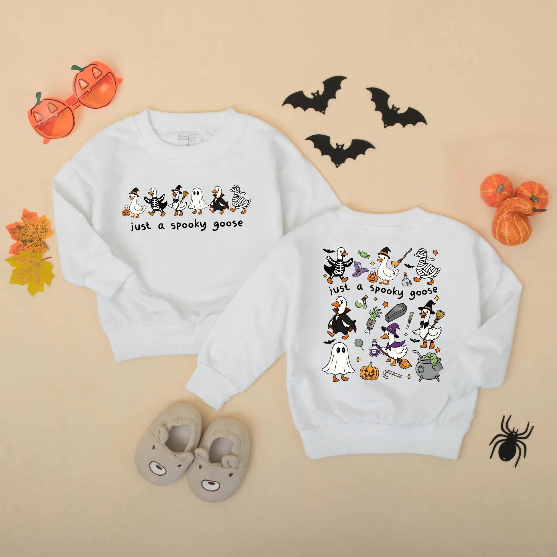 Just a Spooky Goose Baby Romper Funny Halloween Outfit Toddler Sweatshirt Fall Baby Clothes Cozy Halloween Gift