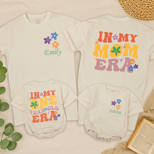 Personalized In My One Year Old Era Baby Girl Bubble Romper First Birthday Outfit Groovy Floral Vintage Party Shirt Gift