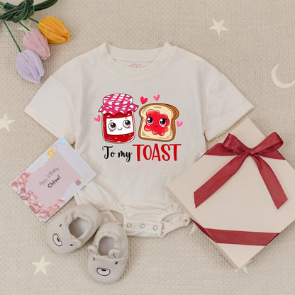 You're the Jam to My Toast Twin Rompers: Cute Matching Baby Outfits, Playful Cartoon Food Design for Sibling Photo Shoot, Unique Twins Announcement Gift