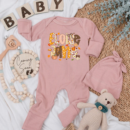 Custom Patchwork Name Baby Bodysuit Warm Fall Autumn Newborn Clothes My First Thanksgiving Pumpkin Season Baby Shower Gift Coming Home Outfit