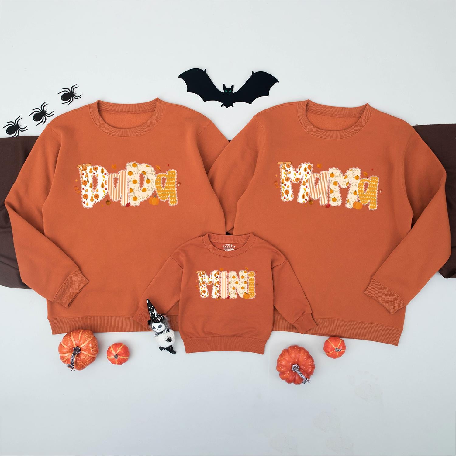 Retro Fall Family Matching Sweatshirts: Mama, Mimi & Boo! Vintage Pumpkin Outfit, Autumn Vibes, Thanksgiving Shirt - Comfy & Playful Pumpkin Season Style