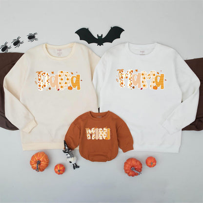 Retro Fall Family Matching Sweatshirts: Mama, Mimi & Boo! Vintage Pumpkin Outfit, Autumn Vibes, Thanksgiving Shirt - Comfy & Playful Pumpkin Season Style