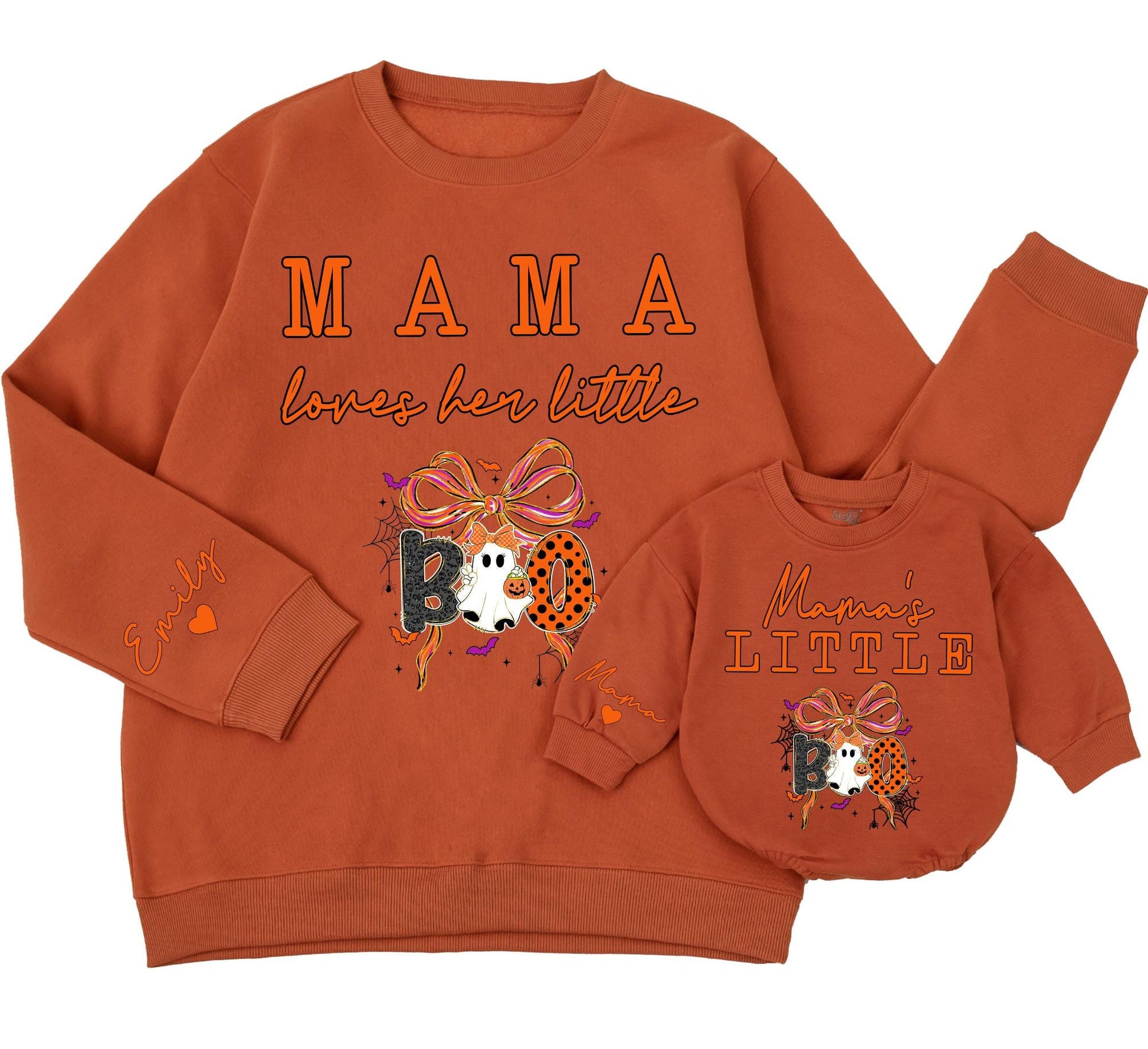 Mama loves her little Boo & Mama's Little Boo Matching Halloween Sweatshirts for Family Fun and Festive Fall Outfits