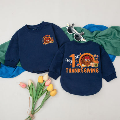 My 1st Thanksgiving Romper: Adorable Turkey & Pumpkin Outfit, Fall Baby Bodysuit, Cute Autumn Colors, Cozy Baby Shower Gift, Newborn Keepsake 139 chars