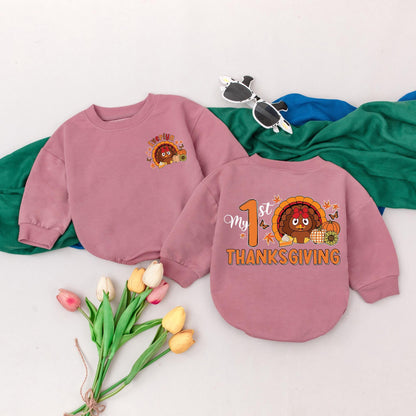My 1st Thanksgiving Romper: Adorable Turkey & Pumpkin Outfit, Fall Baby Bodysuit, Cute Autumn Colors, Cozy Baby Shower Gift, Newborn Keepsake 139 chars