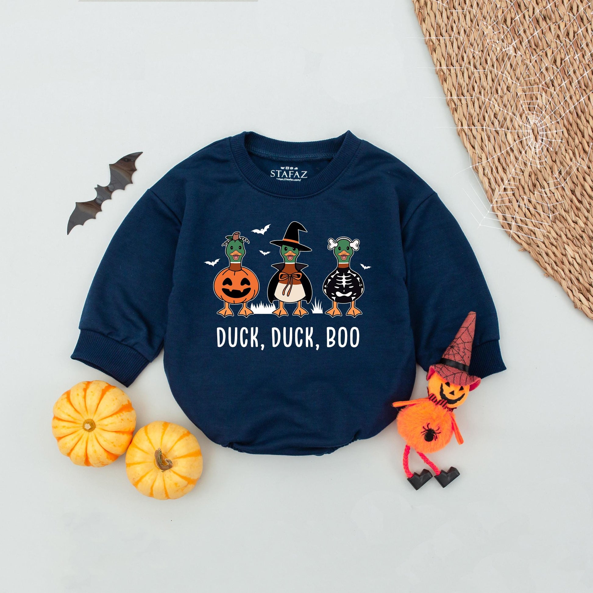 Duck Duck Boo Halloween Baby Romper, Cute Pumpkin Ghost Outfit, Fall Infant Bodysuit, Funny Trick or Treat Costume, 1st Halloween Shower Gift, Unisex 138