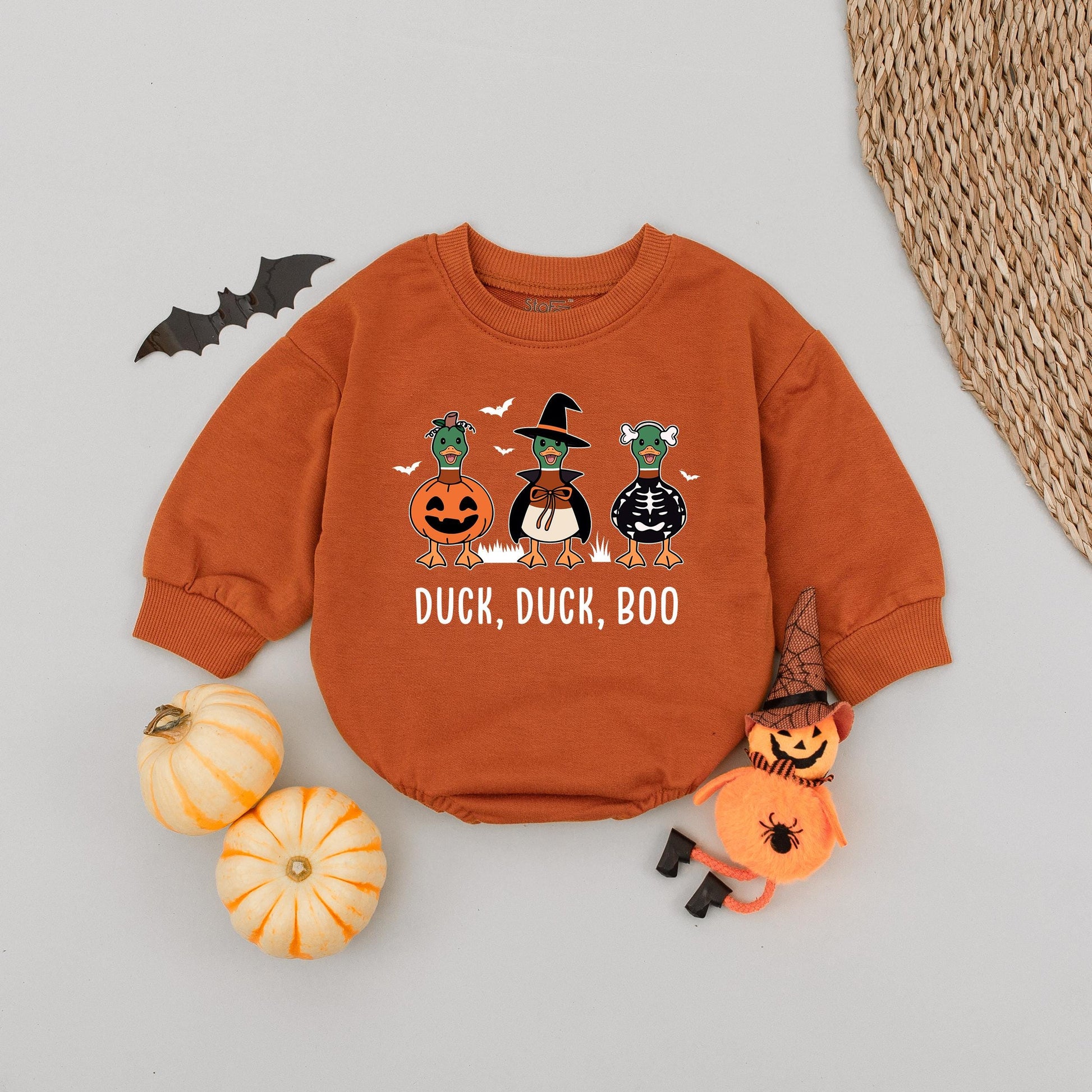 Duck Duck Boo Halloween Baby Romper, Cute Pumpkin Ghost Outfit, Fall Infant Bodysuit, Funny Trick or Treat Costume, 1st Halloween Shower Gift, Unisex 138