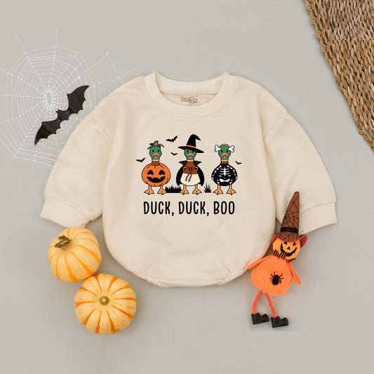 Duck Duck Boo Halloween Baby Romper, Cute Pumpkin Ghost Outfit, Fall Infant Bodysuit, Funny Trick or Treat Costume, 1st Halloween Shower Gift, Unisex 138